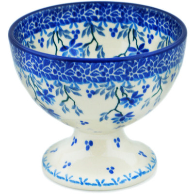 Polish Pottery Goblet 8 oz Blue Grapevine