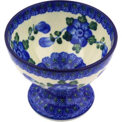 Polish Pottery Goblet 8 oz Blue Poppies