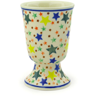 Polish Pottery Goblet 8 oz Confetti Stars