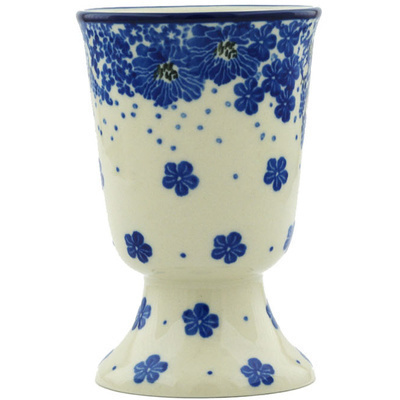 Polish Pottery Goblet 8 oz Flowing Blue Petals