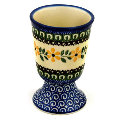 Polish Pottery Goblet 8 oz Golden Daisy Swirl