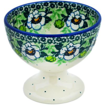 Polish Pottery Goblet 8 oz Green Flora