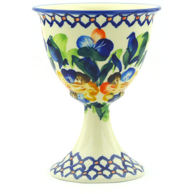 Polish Pottery Goblet 8 oz Lace Collar UNIKAT