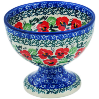 Polish Pottery Goblet 8 oz Red Pansy