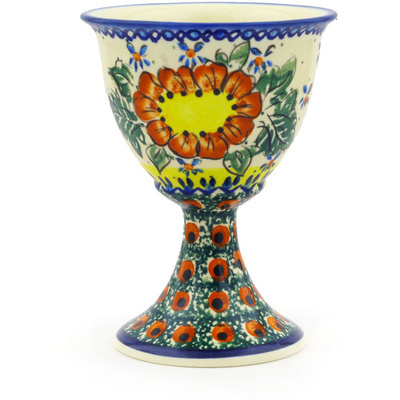 Polish Pottery Goblet 8 oz Sunshine Bees UNIKAT