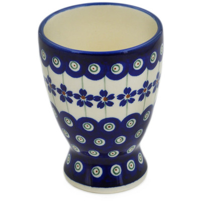 Polish Pottery Goblet 9 oz Flowering Peacock