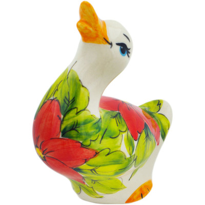 Polish Pottery Goose Figurine 5&quot; Pretty Petunias