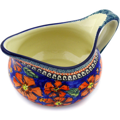 Polish Pottery Gravy Boat 17 oz Poppies UNIKAT