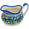 Polish Pottery Gravy Boat 19 oz Cadet Blue Flowers UNIKAT