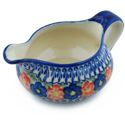 Polish Pottery Gravy Boat 19 oz Floral Burst