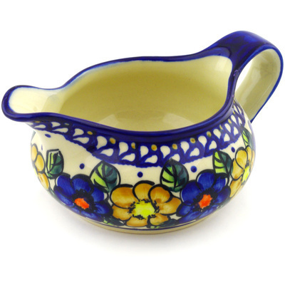 Polish Pottery Gravy Boat 19 oz Pansy Circle UNIKAT