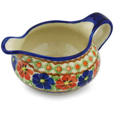 Polish Pottery Gravy Boat 19 oz Paradise Poppy