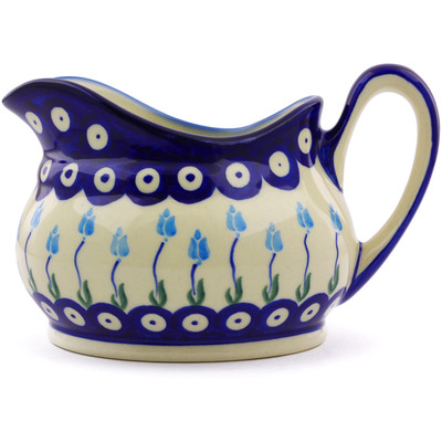 Polish Pottery Gravy Boat 19 oz Peacock Tulip Garden