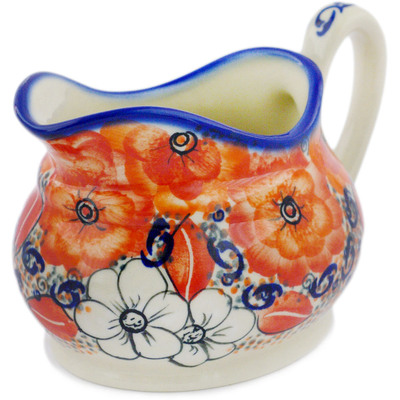 Polish Pottery Gravy Boat 19 oz Poppy Passion UNIKAT