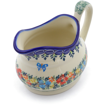 Polish Pottery Gravy Boat 19 oz Ring Of Flowers UNIKAT