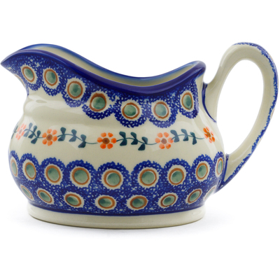 Polish Pottery Gravy Boat 19 oz Sunflower Peacock