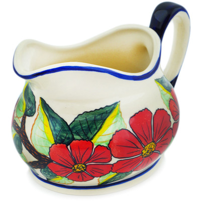 Polish Pottery Gravy Boat 20 oz Poinsettia Paradise UNIKAT