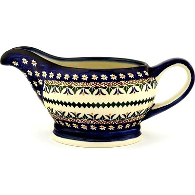 Polish Pottery Gravy Boat 22 oz Floral Peacock UNIKAT