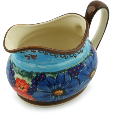 Polish Pottery Gravy Boat 23 oz Blue Garden UNIKAT