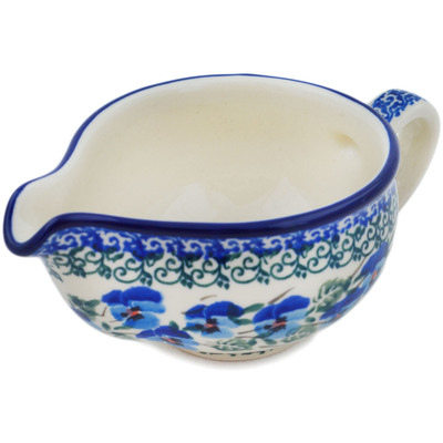Polish Pottery Gravy Boat 7 oz Blue Pansy