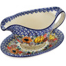 Polish Pottery Gravy Boat with Saucer 20 oz Autumn Falling Leaves UNIKAT