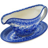 Polish Pottery Gravy Boat with Saucer 20 oz Dreams In Blue UNIKAT