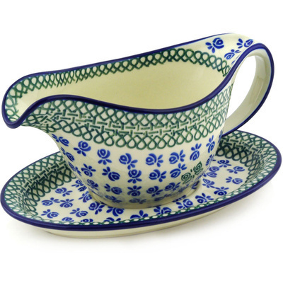 Polish Pottery Gravy Boat with Saucer 20 oz Irish Butterfly