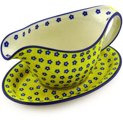Polish Pottery Gravy Boat with Saucer 20 oz Sunshine
