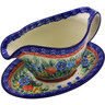 Polish Pottery Gravy Boat with Saucer 20 oz Sweet Sentimental UNIKAT