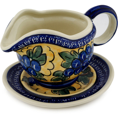 Polish Pottery Gravy Boat with Saucer 22 oz Tuscan Grapes