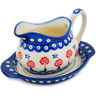 Polish Pottery Gravy Boat with Saucer Blue Eye Spring