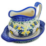 Polish Pottery Gravy Boat with Saucer Floral Fantasy