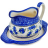 Polish Pottery Gravy Boat with Saucer Lovely Blueberries