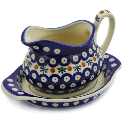 Polish Pottery Gravy Boat with Saucer Mosquito