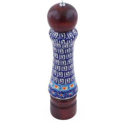 Polish Pottery Grinder 8" Blue Squares