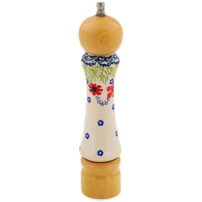Polish Pottery Grinder 8" Red Blossom