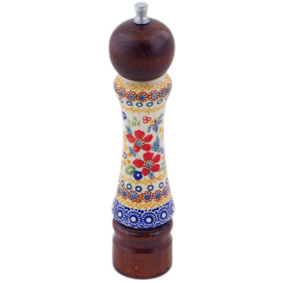 Polish Pottery Grinder 8&quot; Summer Bouquet UNIKAT