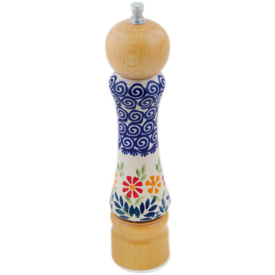 Polish Pottery Grinder 8&quot; Wave Of Flowers