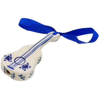 Polish Pottery Guitar Ornament 4&quot; Last Summer Flowers