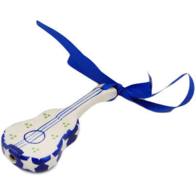 Polish Pottery Guitar Ornament 4&quot; Sleigh Bells