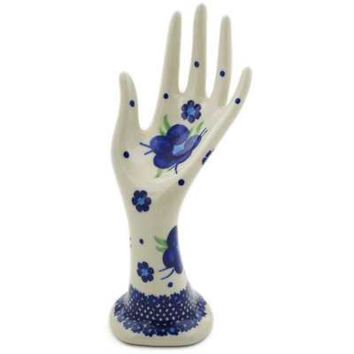 Polish Pottery Hand Figurine 7&quot; Bleu-belle Fleur