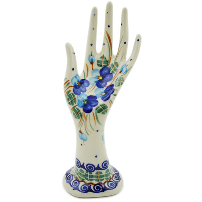 Polish Pottery Hand Figurine 7&quot; Blue Pansy