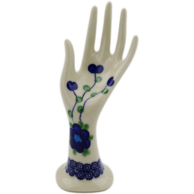 Polish Pottery Hand Figurine 7&quot; Blue Poppies