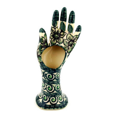 Polish Pottery Hand Figurine 7&quot; Gratuitous Greens UNIKAT