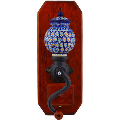 Polish Pottery Hanging Coffee Grinder 14&quot; Blue Daisy UNIKAT