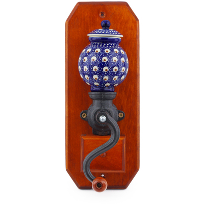 Polish Pottery Hanging Coffee Grinder 14&quot; Peacock Swirl