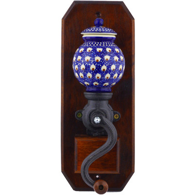 Polish Pottery Hanging Coffee Grinder 14&quot; Peacock Swirl