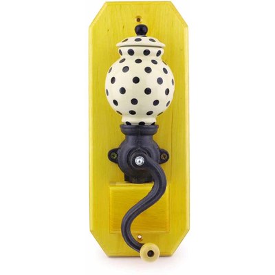 Polish Pottery Hanging Coffee Grinder 14&quot; Polka Dot