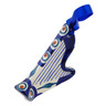 Polish Pottery Harp Ornament 4&quot; Peacock Leaves