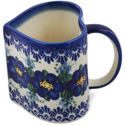 Polish Pottery Heart Mug Blue Wildflower UNIKAT